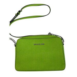 Michael Kors Green Saffiano Leather Crossbody Bag 9"x6"x2" GUC 8779
